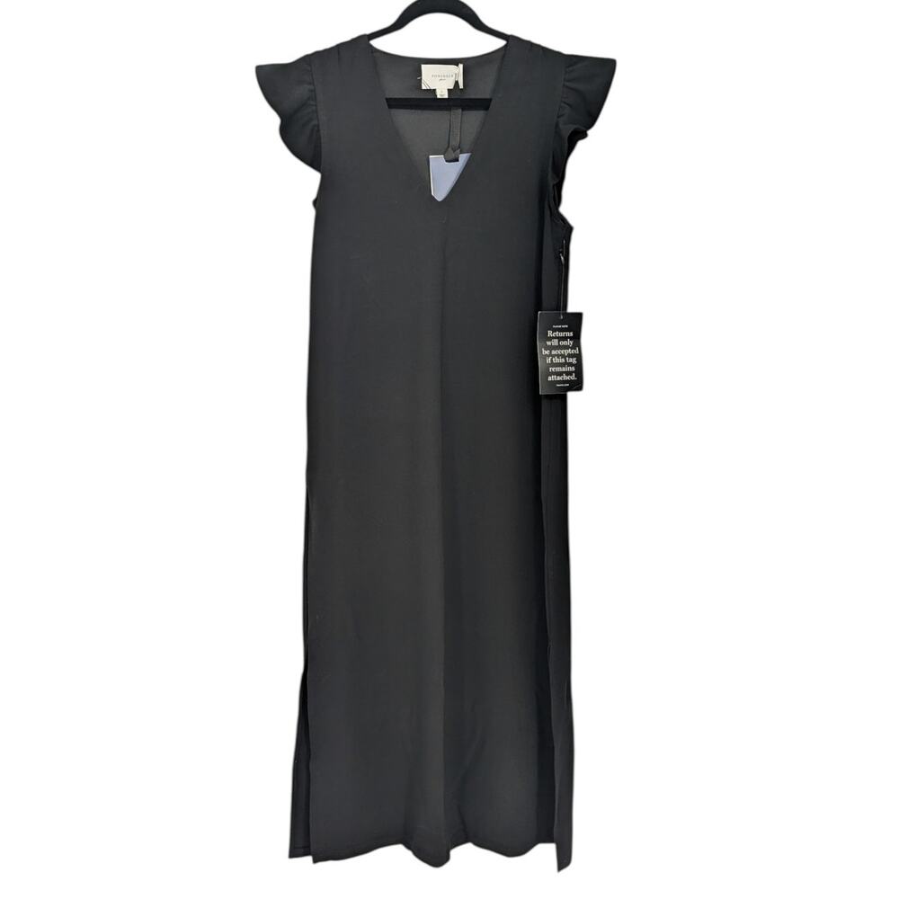 Tuckernuck Pomander Place Miko Black Flutter Sleeve Midi Dress Large NWT - Picture 2 of 5